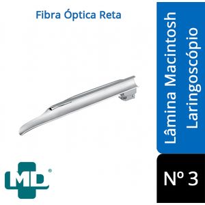 Lâmina Laringoscópio Fibra Ótica LED Reta Nº 3 Miller MD