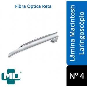 Lâmina Laringoscópio Fibra Ótica LED Reta Nº 4 Miller MD
